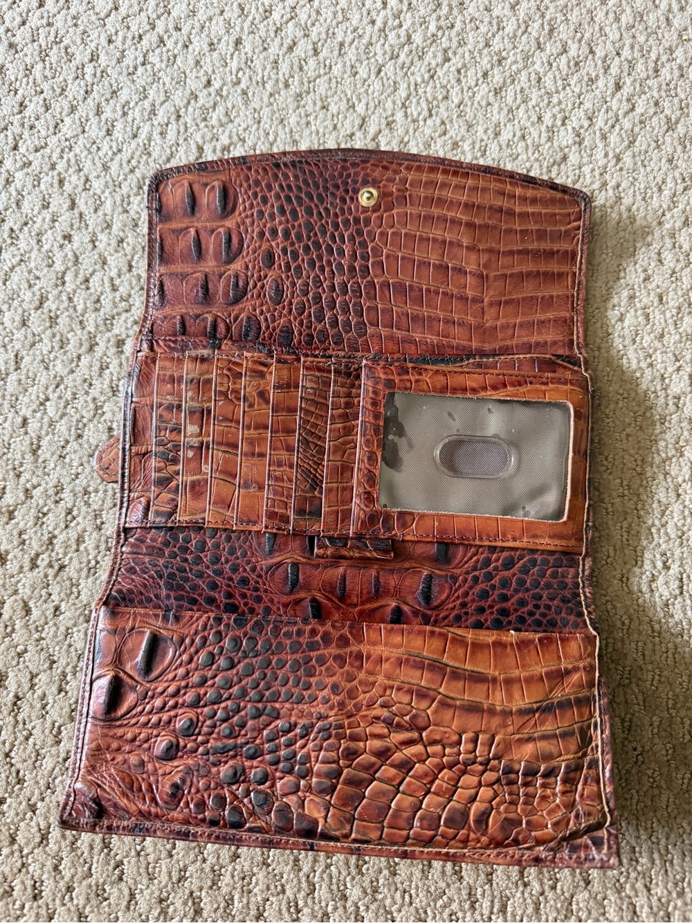 Old Brahmin Cognac Croc-Embossed Leather Continental Wallet - Picture 3 of 11